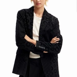 Desigual Women’s Black Geometric Flocked Blazer